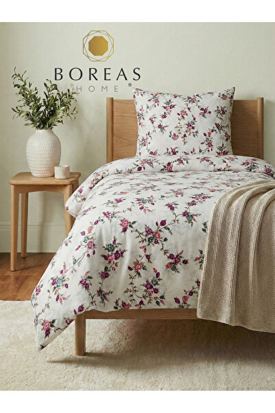 Boreas Home طقم غطاء لحاف مفرد مطاطي بنقشة الزهور