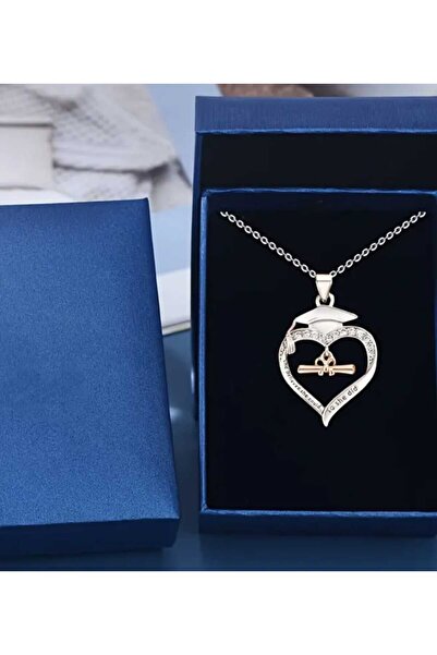sarıyer silver Graduation Diploma Figured Steel Women's Necklace Jewelry Gift...