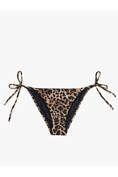 Koton Leopard Patterned Bikini Bottom with Side Ties