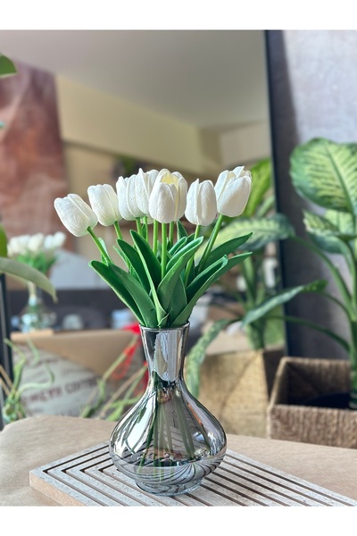 Empressco Şık Füme Gümüş Cam Vazo, Modern Tasarım, 18x14 cm, Zarif Dekorasyon