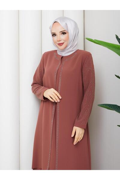 ESLEMNUR Plus size mother dress with stone sleeves