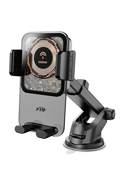 DUDAO F19 clamp car holder with 15W inductive charger - black