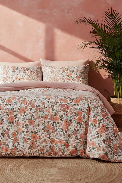 Rivaİstanbul Pink Spring Double Natural Silky Duvet Cover Set