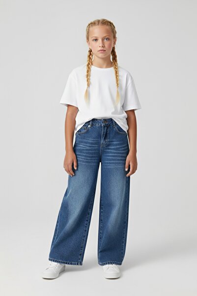 DMB BOYS & GIRLS Pantaloni largi din denim de bumbac pentru fete