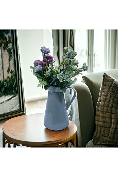 Empressco Ferforje Metal Vazo, Dekoratif Saksı, Sürahi Vazo, Gri, 21 cm