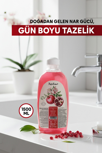 Papilion Nar Özlü Sıvı Sabun 1500 ml pH Dengeli Vegan Nemlendirici El Temizli...