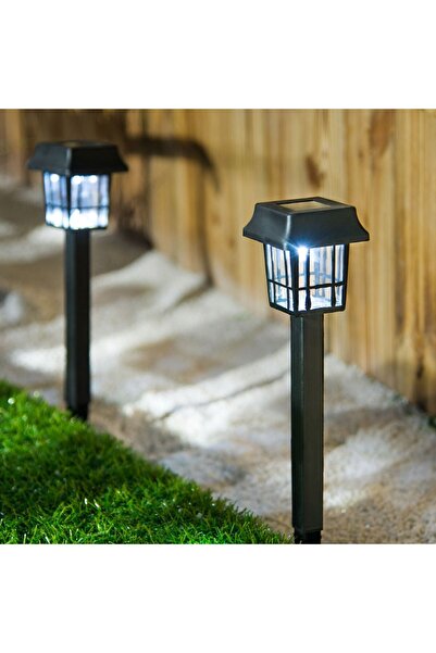 OEM Set 6 Lămpi Solare Negre pentru Exterior cu LED Alb, Montaj în Sol, dimen...