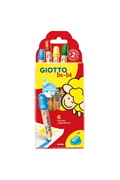 Giotto be-be Jumbo Colored Pencils + Sharpener, 6 Colors/Box
