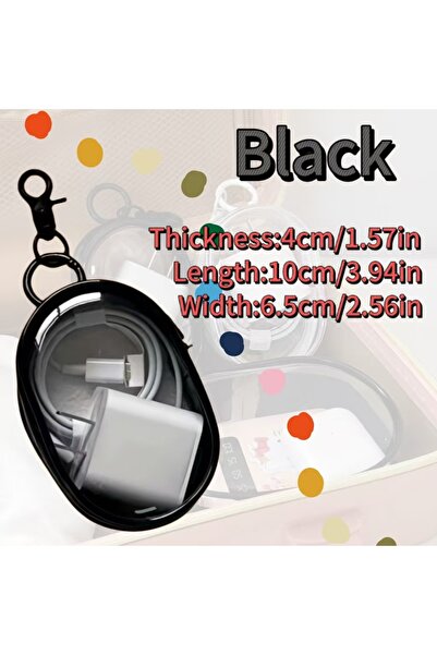 Choice5 حقيبة تخزين صغيرة شفافة سوداء محمولة مزودة بسحاب، وسماعات رأس متعددة ...