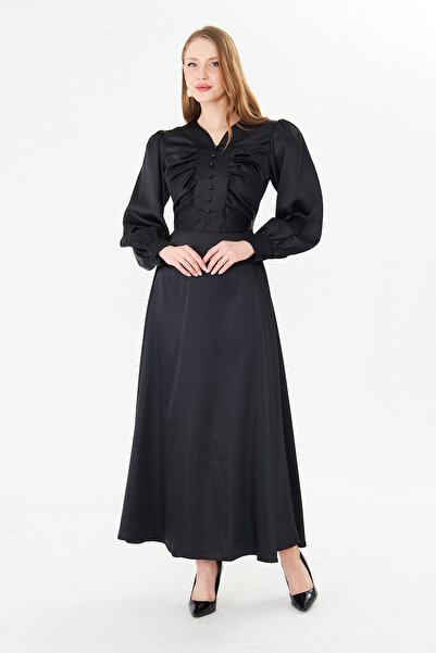 Rora Long Sleeve Button Detailed Maxi Dress