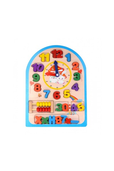 OEM Puzzle matematic cu numărător și ceas, jucărie educativă din lemn cu 27 de piese