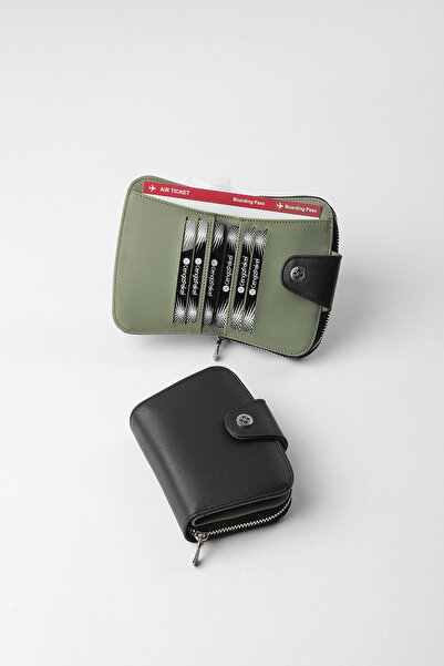 CENGİZ PAKEL محفظة نسائية صغيرة الحجم - 65308M - أسود/أخضر