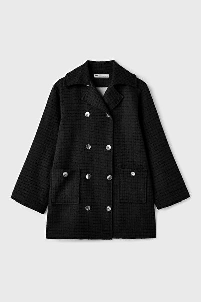 Merve Gültekin Double Breasted Tweed Jacket Black