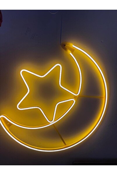 Generic Neon Moon and Star Light, Yellow, LED, Hanging Decor, Islamic Ramadan...