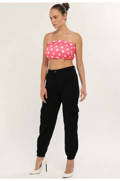 KENE JEANS Cargo Pocket Linen Mom Pants with Rubberized Waist