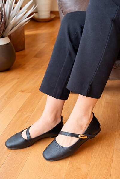 RENKLİBUTİK Crne Baletanke Stilne zlatne Sa kopčom Ortopedski đon Ležerne cip...