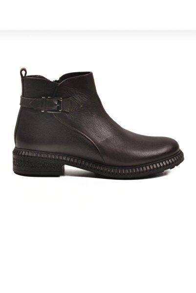 Anıl Ayakkabı Castle 20913 - 1 Women's Brown Genuine Leather Belt Buckle Deta...