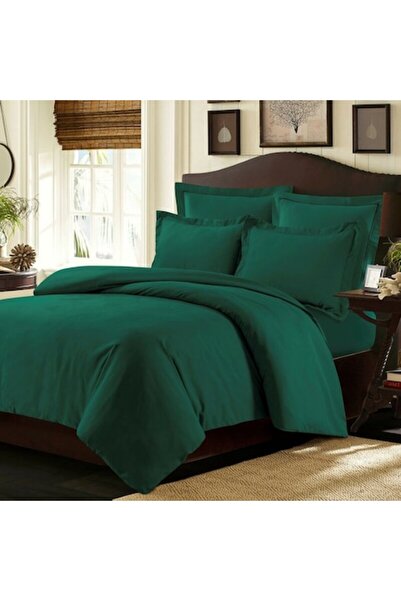 COM LIVING HOUSE Set de lenjerie de pat, Cotton Ranforce, Verde, 2 persoane, ...