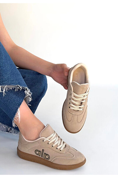 ALFA AKSESUAR 03 Lendo Beige Suede Lace-Up Sneakers