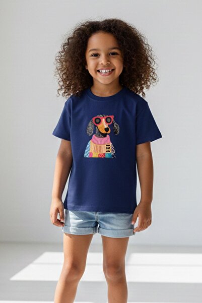 Monila Κοριτσίστικο μπλουζάκι από βαμβάκι με στάμπα σκύλου και λαιμόκοψη ποδη...