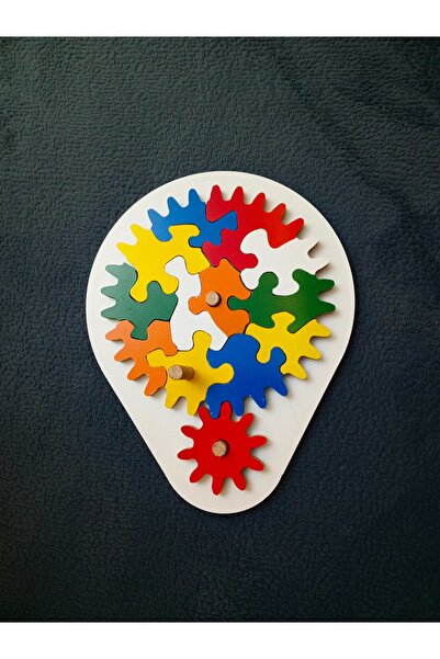Sosyotab 25x18 cm Ahşap Dişli Çark Puzzle Oyunu | Montessori Eğitici Oyuncak ...