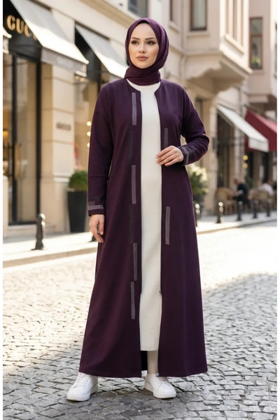 sefamerve Zippered Stoned Ferace 71181-04 Plum