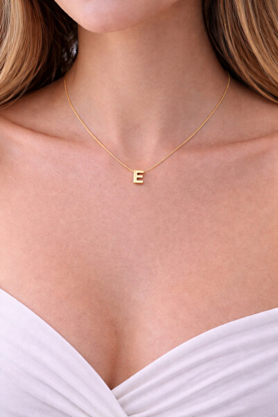 charmove ile kendinizi şımartın 14K Altın Renginde E Harf Minimal Model Çelik...