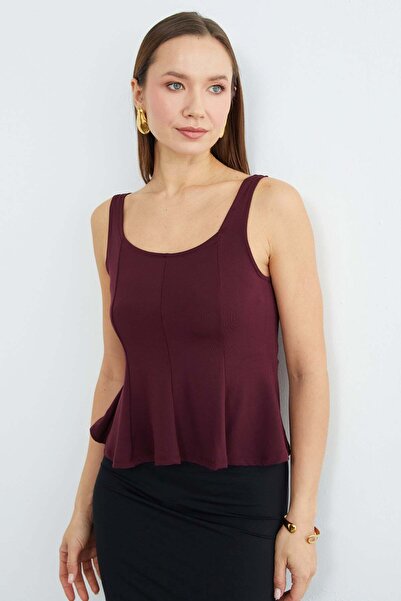 Fulla Moda Thick Strap Peplum Blouse