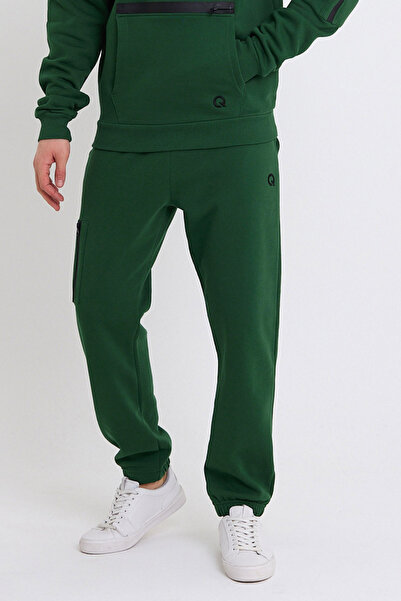 QUHOX Pantaloni de sport cu fermoar pentru bărbați, verzi