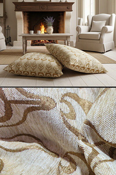 B'DEKOR DÖŞEMELİK KUMAŞ Goblen Osmanlı Lale Motifli Dokuma Kırlent Puf Koltuk...