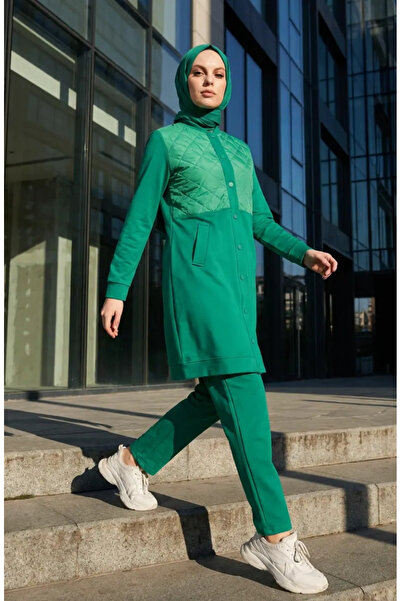 sefamerve Set dublu cu detalii matlasate 71000-01 Verde