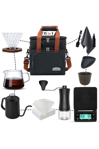 MIBRU V60 Coffee set for drip 11-in-1 with black bag from MI3RU