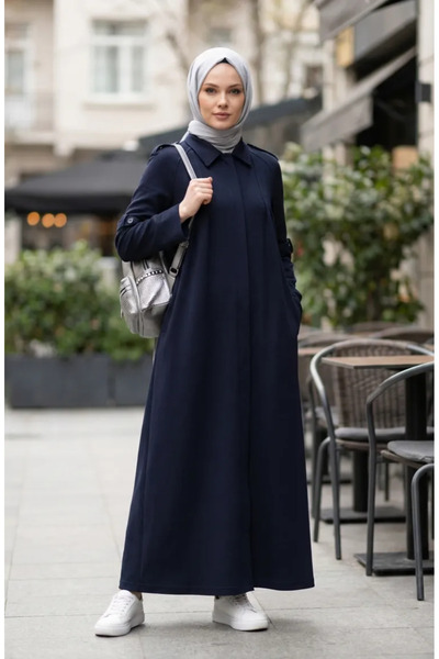 sefamerve Two-Thread Zippered Sports Robe 71170-02 Navy Blue