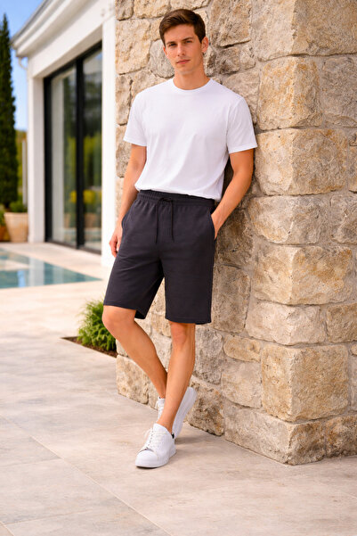 NAP Men's Anthracite Comfortable Shorts with Laces and Pockets
