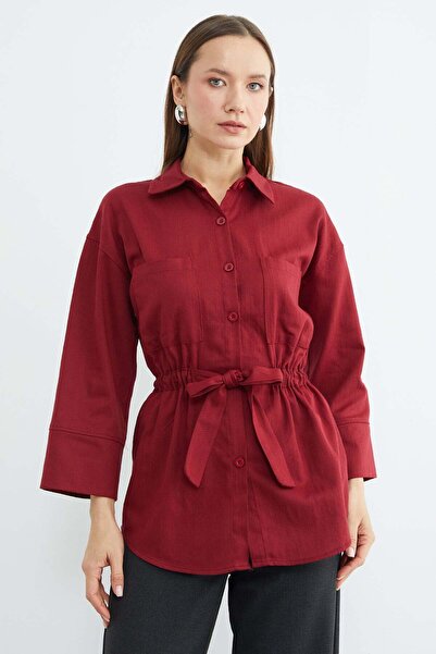 Fulla Moda Cămașă cu nasturi și talie elastică