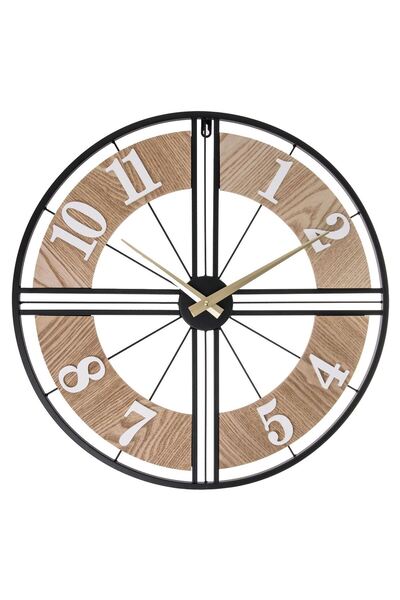 OEM Decorative Wall Clock Made of Metal and Wood, Black/White, Ø55 cm