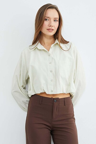 Fulla Moda Buttoned Single Pocket Crop Shirt