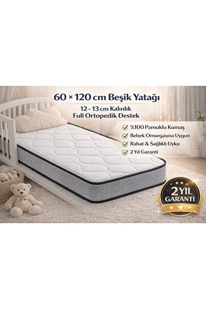 Miniro Kids 60x120 Beşik yatağı-Full Ortapedik %100 pamuklu kumaş