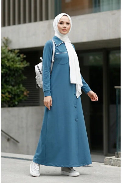 sefamerve Two-Thread Buttoned Ferace 71176-02 Petrol