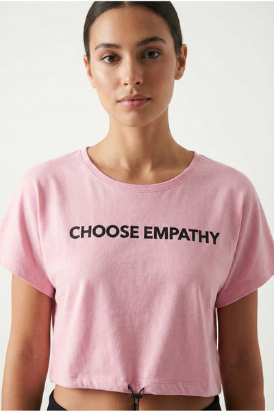 NEW JOURNAL Talie elastică roz pentru femei și cu imprimeu crop tricou NJ82