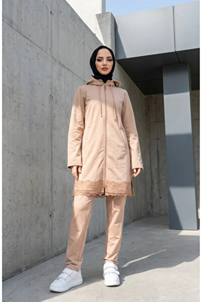 sefamerve Set dublu cu detalii din dantelă 71158-03 Bej