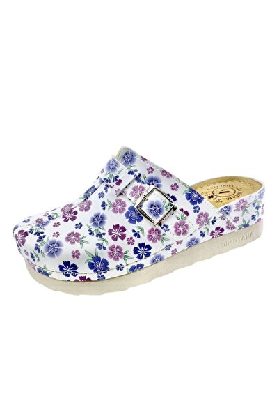 VESNA Saboți 195 cu imprimeu floral alb