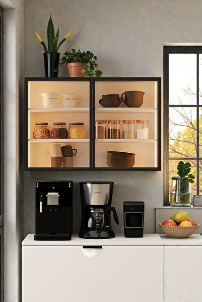 Avmpark Magic Üst Dolap Temperli Cam Kapaklı Led Işıklı Üst Modül Çok Amaçlı ...