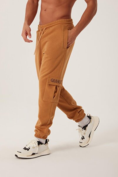 QUHOX Ανδρικό παντελόνι φόρμας Jogger με 3 κλωστές, καφέ χρώμα