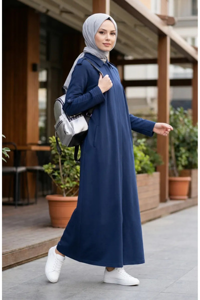 sefamerve Two-Thread Zippered Sports Robe 71170-03 Indigo