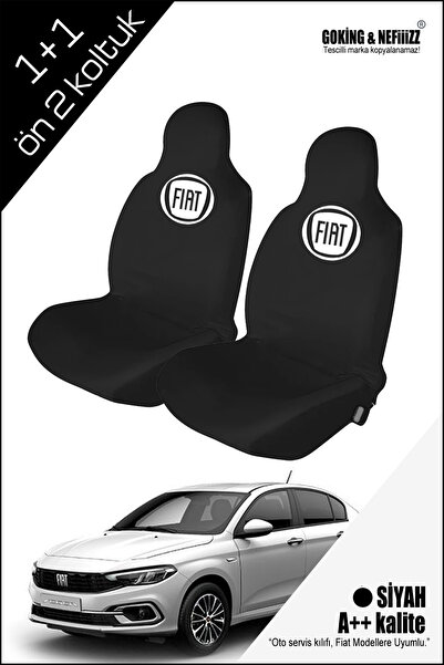 sekutuning Fiat Araba Servis Kılıfı Sadece Ön 2 Koltuk Penye Kumaş- SİYAH