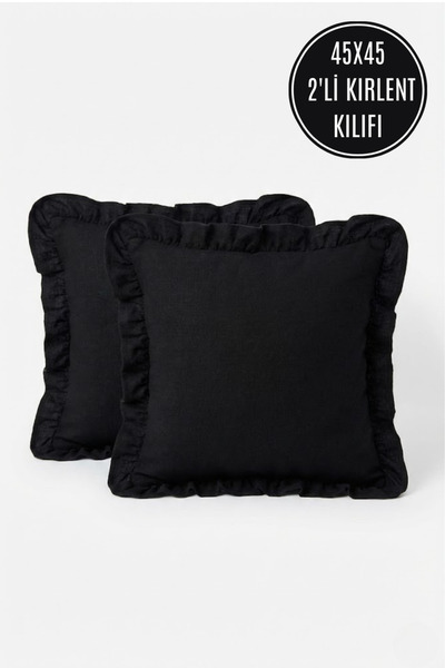 Joyrose 2 Pieces 100% Cotton Ruffled Throw Pillow Covers 45X45 cm Modern with...