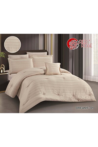 Red Rose لحاف دريمي مايكروفايبر - مطرز (5 قطع) - نفر ونفر ونصف - مقاس 230*170