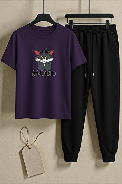 uyguntarz Unisex Mood Printed Design T-Shirt - 2-Piece Tracksuit Set