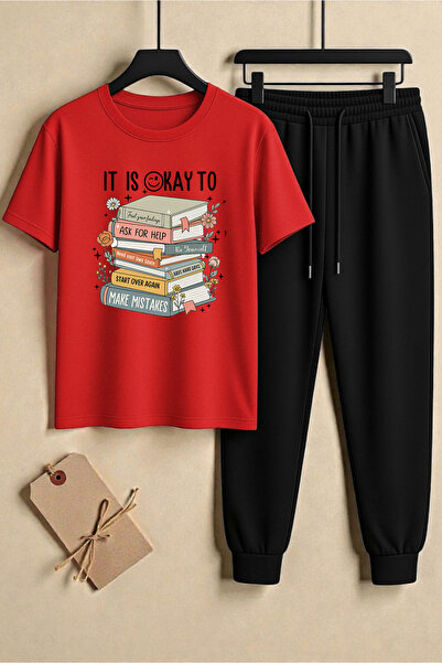 uyguntarz Unisex Its Okay to Design Printed T-Shirt - 2-Piece Tracksuit Set